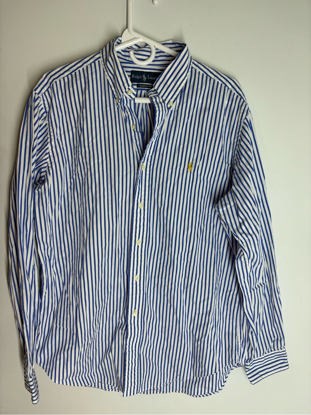 Ralph Lauren Blue and White Vertical Stripe Button-Down Shirt